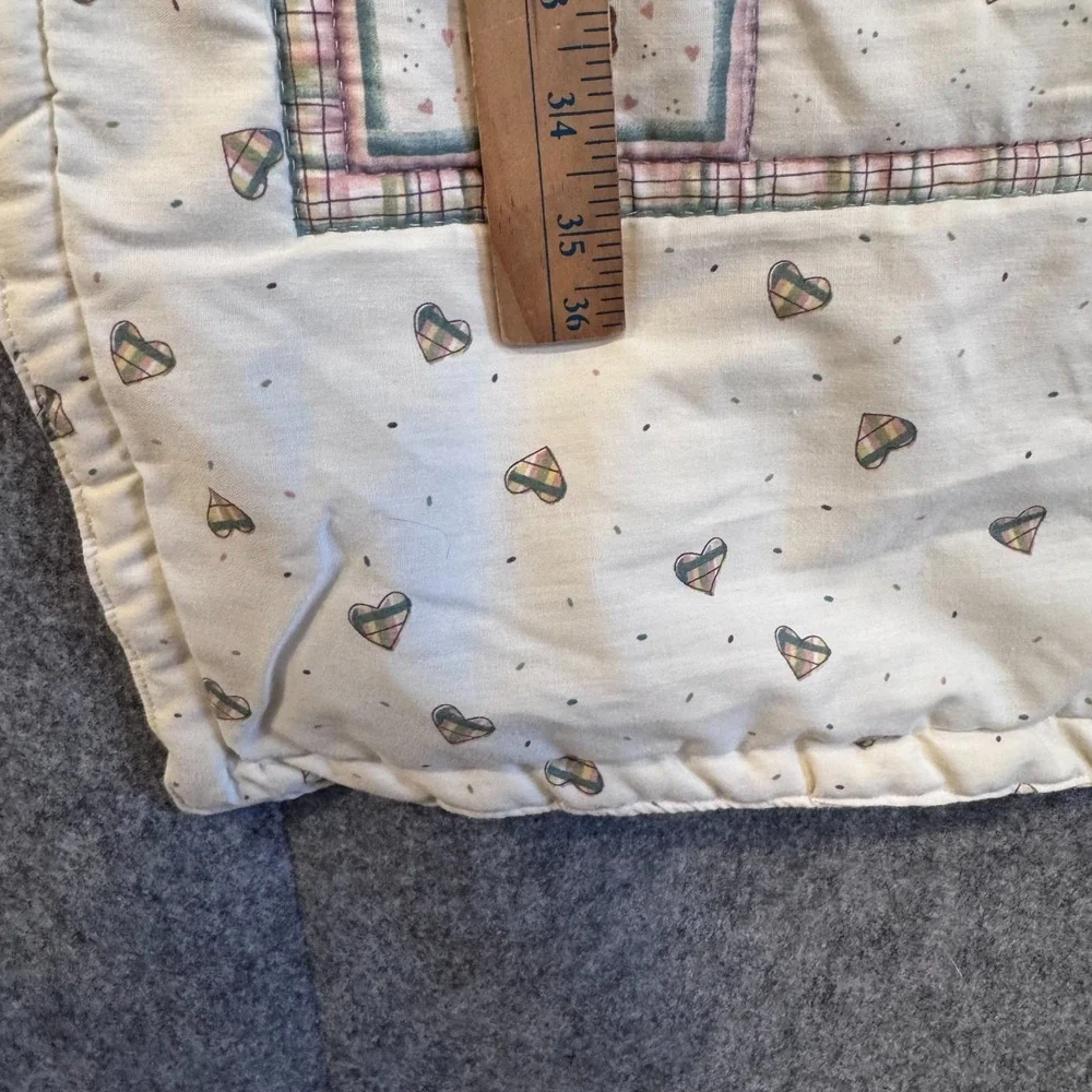 Vintage Handmade‎ Baby Quilt Teddy Bears Bunny Hearts Cottagecore Crib